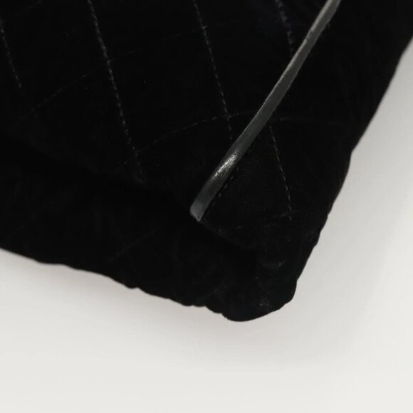 CHANEL Bag Arm Pillow Cushion Velor Pouch Black Gold CC Auth - Picture 11 of 16